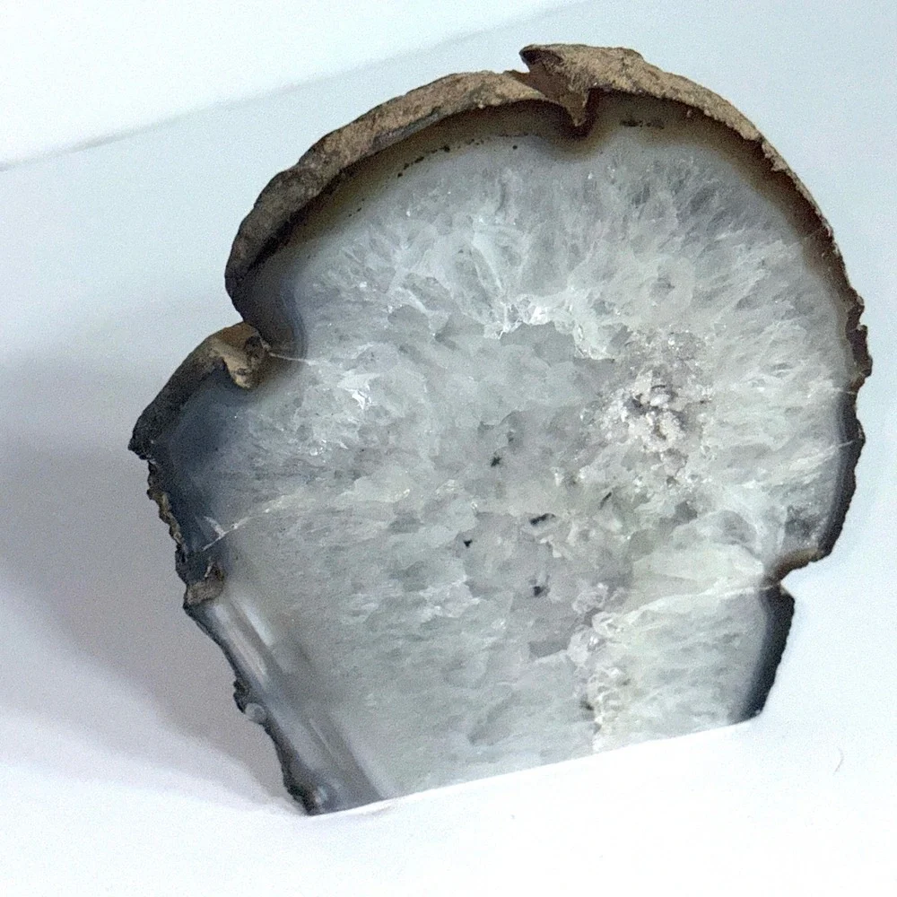 Polished Brazilian Agate Free Standing 1.11 lb Crystal Specimen White Grey 4.75